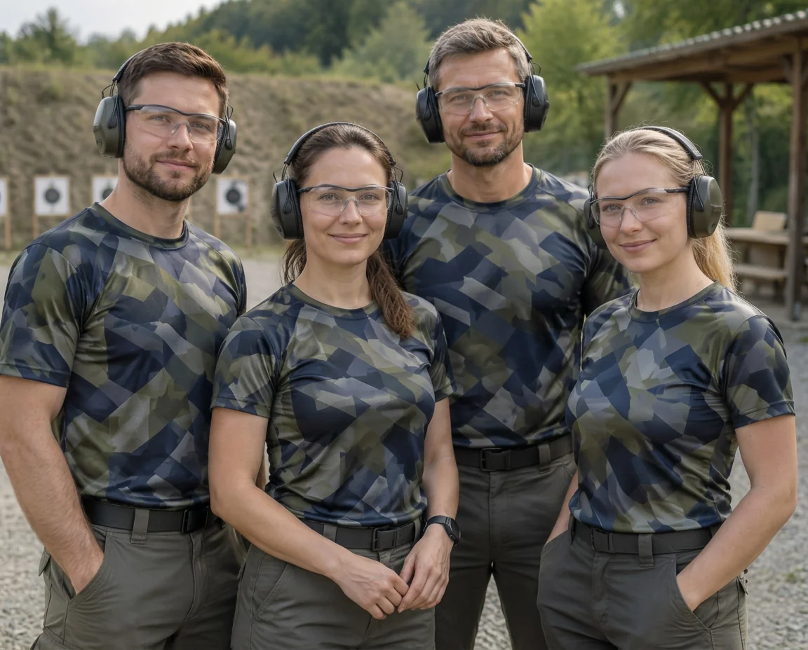 Grupa szkoleniowa w odzieży z wzorem kamuflażu